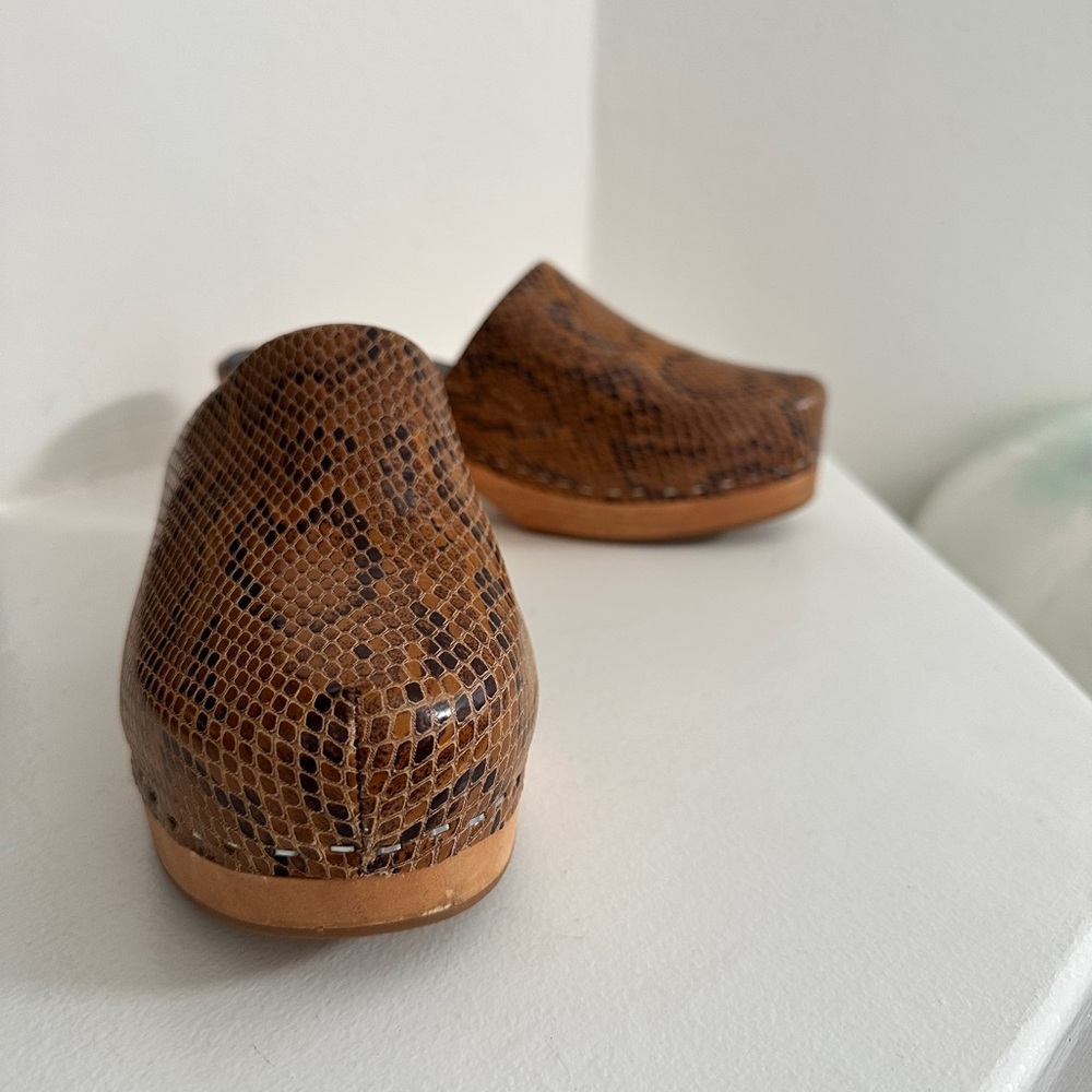 Snake-Print Leather Clogs by Charlotte Stone - Picture 3 of 9